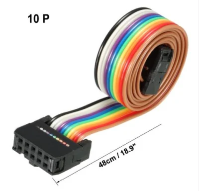 IDC 10 pines 48/66/118/148 cm de largo 2,54 mm Color arcoíris/paso gris Cable de puente de cinta plana Flexible para PCB