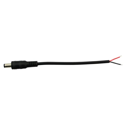 Cable de alimentación de CC de encargo 5V 12V del cable hembra-varón negro DC5521 de 5.5*2.1m m